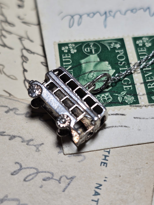 Silver Routemaster classic London Bus vintage charm necklace