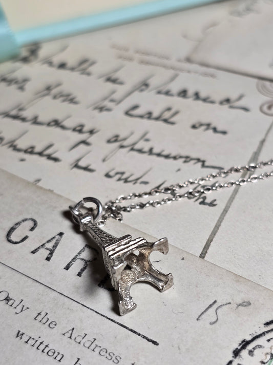 Silver Eiffel Tower charm Pendant VINTAGE